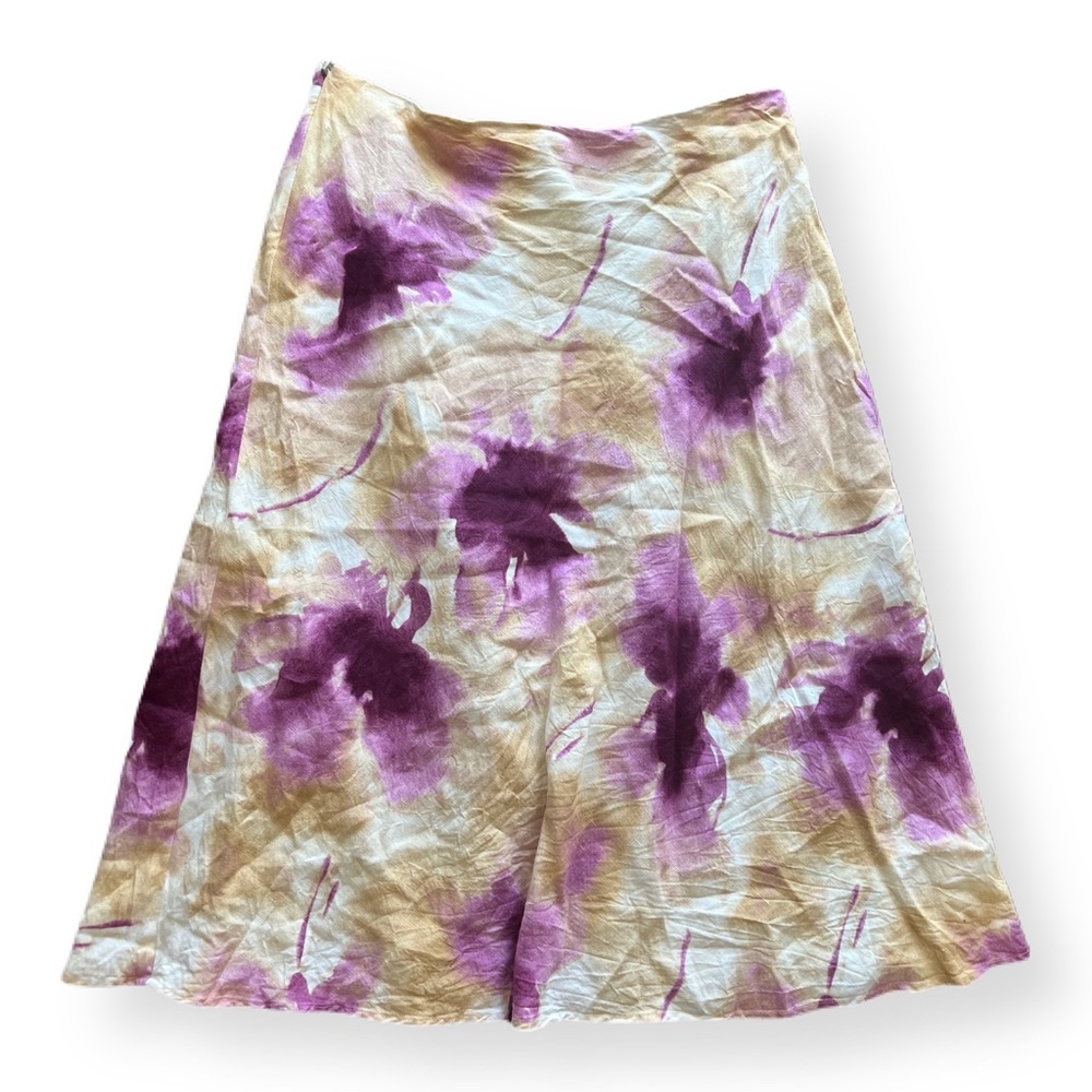 Jones Wear Skirt Linen Blend Cream & Purple size 16